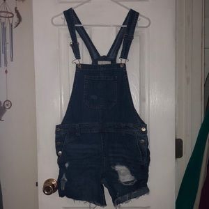 Forever 21 Denim Overall Shorts
